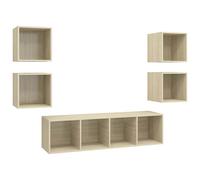 TV Cabinet Set 5 Piece TV Stand Plasma Cabinet Chipboard Multi Colours vidaXL