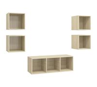 TV Cabinet Set 5 Piece TV Stand Unit Lowboard Chipboard Multi Colours vidaXL