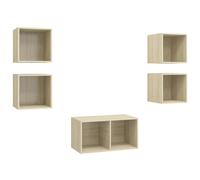 vidaXL TV Cabinet Set 5 Piece White Engineered Wood Hanging TV Unit Cabinet
