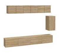 TV Cabinet Set 6 Piece Engineered Wood Media TV Console Multi Colours vidaXL