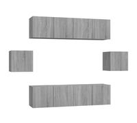 TV Cabinet Set 6 Piece Engineered Wood Multi Colours 100/80x30x30 cm vidaXL