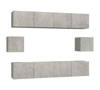 vidaXL 6-Piece TV Cabinet Set - Concrete Grey Engineered Wood, Wall-Mounted TV Units (4x80x30x30 cm + 2x30.5x30x30 cm) 3114361