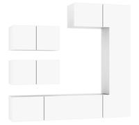 TV Cabinet Set 6 Piece White Engineered Wood Media Stand vidaXL