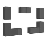 TV Cabinet Set 7 Piece Chipboard Home TV Stand 60/80cm Multi Colours vidaXL