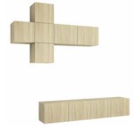 vidaXL 7 Piece TV Cabinet Set Wall-mounted Artisan Oak Engineered Wood