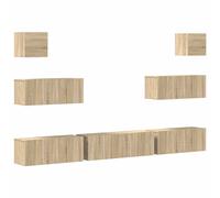 vidaXL TV Cabinet Set Media TV Console 7-Piece Engineered Wood Multi Colours