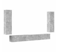 vidaXL TV Units Wall-mounted 4 pcs Black Oak Engineered wood