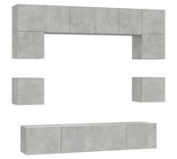 TV Cabinet Set 8 Piece Engineered Wood Multi Colours 100/80x30x30 cm vidaXL