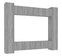 vidaXL TV Cabinet Set 8 Piece Grey Sonoma Engineered Wood TV Unit Sideboard