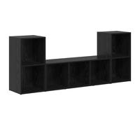 vidaXL TV Cabinet Set Wall-mounted 3 pcs Black Engineered Wood