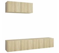 vidaXL 3x TV Cabinets Concrete Grey Engineered Wood Home Hanging TV Stand