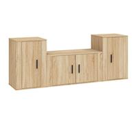 TV Cabinet Set TV Unit Set Sideboard TV Stand 3 Piece Engineered Wood vidaXL