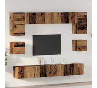 TV Cabinet Set Wall-mounted 8 pcs Old Wood Engineered Wood