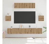 TV Cabinet Set Wall-mounted Other with Storage with Door 7 pcs Artisan oak 80 x 30 x 30 cm Berkfield Home Brown One Size