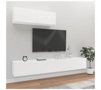 TV Cabinet Set White Engineered Wood 3pcs Wall-Mounted 100x30x30cm Slim Storage