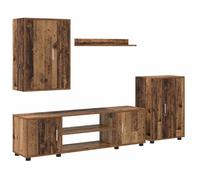 vidaXL TV Cabinet Set Wall-mounted 4 pcs Black Oak Engineered wood