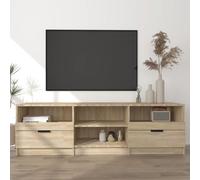 TV Cabinet Smoked Oak 150x33.5x45 cm Engineered Wood Media Storage Unit Compact
