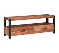 TV Cabinet Solid Acacia Wood Brown 110 x 30 x 40 cm with Shelf and Drawers, Compact and Space-Saving for Living Room, Modern Entertainment Centre with Storage Space and Cable Management