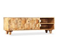 TV Cabinet Solid Mango Wood Brown 118x35x40 cm Rustic Lacquered Lowboard Large