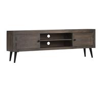 TV Cabinet Solid Mango Wood Natural Finish with Black Steel Legs 140x30x45 cm UK