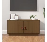 TV Cabinet Solid Pine Wood Untreated Honey Brown 80x34x40 cm Rustic Media Shelf