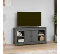 TV Cabinet Solid Pinewood Grey 103x36.5x52 cm Rustic Storage Unit 1 Dr 4 Shelves