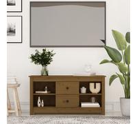 TV Cabinet Solid Pinewood Honey Brown 103x36.5x52 cm Rustic Storage with Drawers