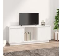 TV Cabinet Solid Pinewood White 110.5x35x44 cm Rustic Knotted Pine Storage Unit