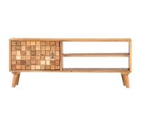 TV Cabinet Solid Wood Acacia 100 x 30 x 40 cm with 1 Door, 2 Compartments, Modern Sideboard for Living Room, Bedroom, Hallway, Versatile Storage Space, Durable Wood, Natural Grain