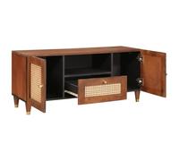 TV Cabinet Solid Wood Mango Brown 105 x 33.5 x 46 cm with Shelf, Drawers, Doors, Modern Living Room Lowboard, Compact Media Console with Storage Space for Home Cinema and Cable Management