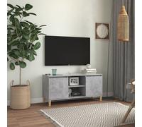 Vidaxl Tv Cabinet With Solid Wood Legs Concrete Grey 103.5X35X50 Cm