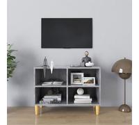 Vidaxl Tv Cabinet With Solid Wood Legs Concrete Grey 69.5X30X50 Cm