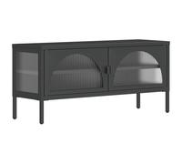 TV Cabinet Stand Media Unit Sideboard Black Glass and Steel vidaXL