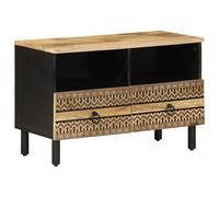 TV Cabinet Stand Unit Media Black Solid Rough Wood Mango vidaXL