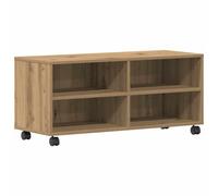 vidaXL TV Cabinet with Castors 4 Open Compartments Engineered Wood Multi Colours