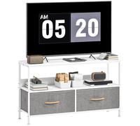 Homcom Tv Cabinet, Tv Console Unit With 2 Foldable Linen Drawers White