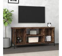 vidaXL Smoked Oak TV Cabinet - Engineered Wood and Steel, 102x35x45 cm, Spacious Storage with 4 Compartments, Adjustable Legs, Easy Assembly - Ideal for Living Room and Bedroom