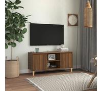 Vidaxl Tv Cabinet With Solid Wood Legs Brown Oak 103.5X35X50 Cm, Brown