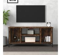vidaXL Smoked Oak TV Cabinet - Engineered Wood and Steel, 102x35x45 cm, Spacious Storage with 4 Compartments, Adjustable Legs, Easy Assembly - Ideal for Living Room and Bedroom