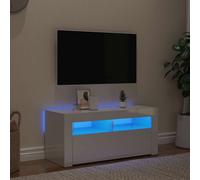 TV Cabinet with LED Lights High Gloss White 90x35x40 cm