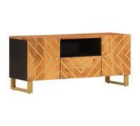 TV Cabinet Unit Stand Brown and Black Solid Wood Mango vidaXL