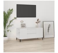 TV Cabinet White 102x44.5x50 cm Engineered Wood Metal Modern Industrial Shelf XL
