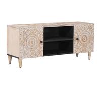 TV Cabinet White 105 x 33.5 x 46 cm Solid Mango Wood