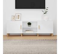 TV Cabinet White 150x30x50cm Engineered Wood Storage Shelves with Cable Tidy
