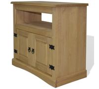 TV Cabinet White Body Brown Top Solid Waxed Pinewood 80x43x78 cm Rustic Mexican