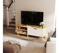 TV Cabinet with 2 Doors, Straw Yellow and Cream White