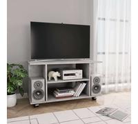 vidaXL TV Cabinet with Castors 4 Open Shelf Concrete Grey Engineered Wood