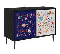 TV Cabinet with Door Black Oak Engineered Wood Lowboard Storage Media vidaXL