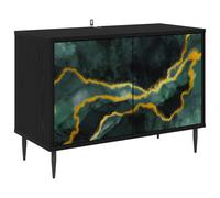 TV Cabinet with Door Black Oak Engineered Wood Lowboard Storage Media vidaXL