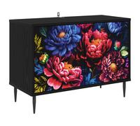 TV Cabinet with Door Black Oak Engineered Wood Lowboard Storage Media vidaXL
